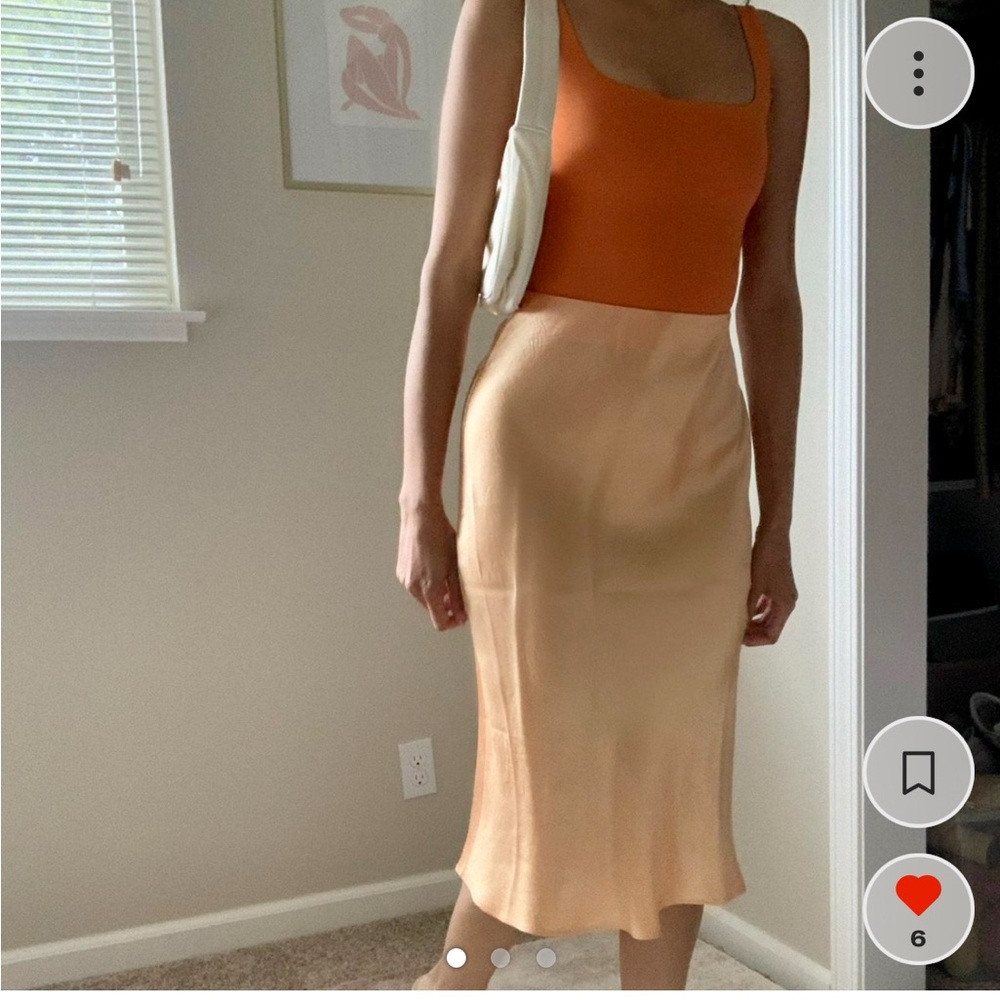 Aritzia babaton slip midi skirt orange